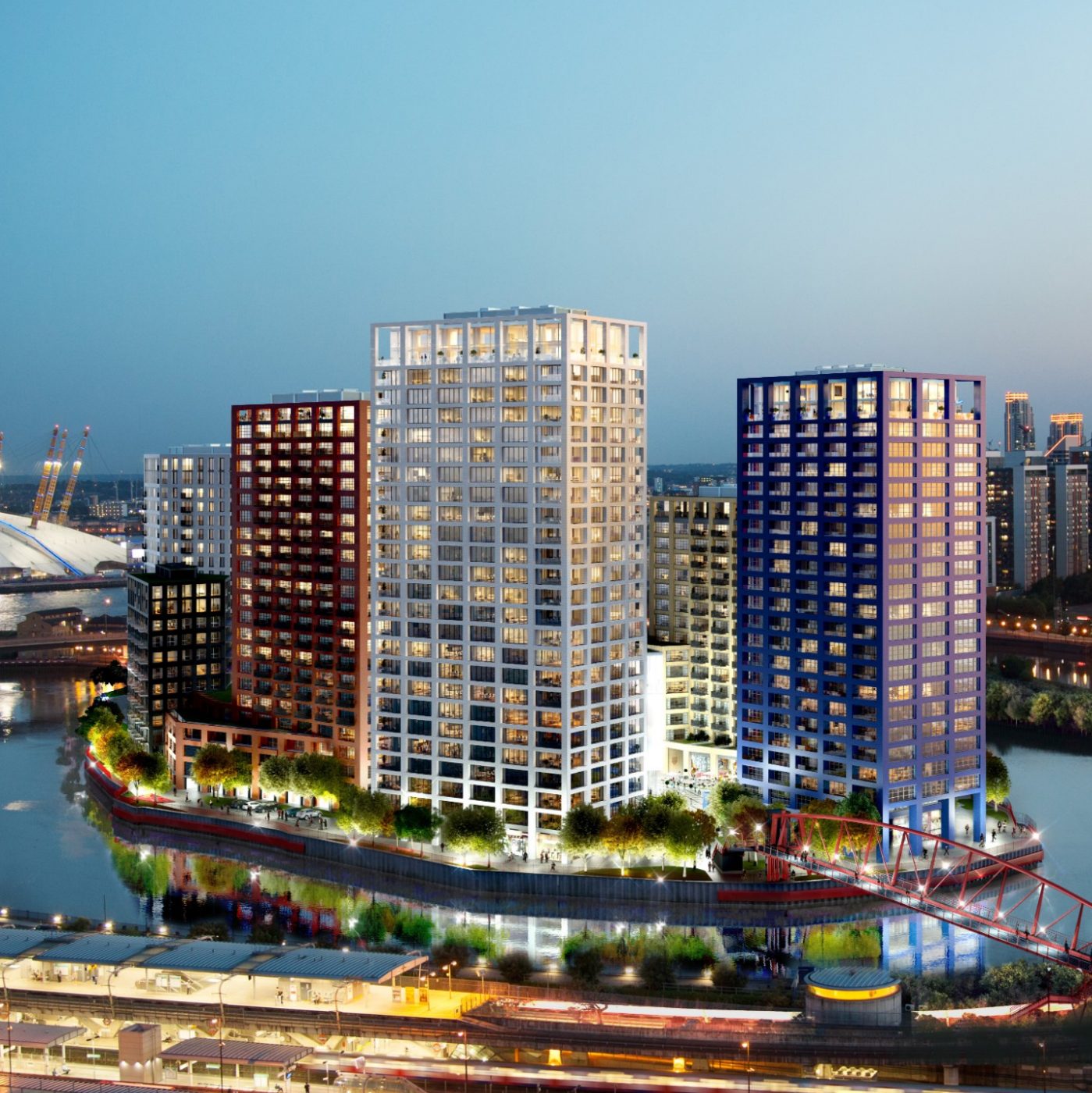 Glazuursteen Blauw Standaard, Rood Standaard and Wit Standaard SP WF | New Construction Apartments | London City Island | Architect: Glenn Howells Architects | Client: London City Island | Photographer: Michael Molloy