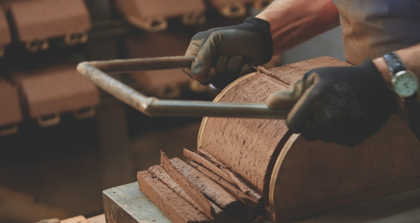 Stacks of special shaped bricks at Wienerberger plant