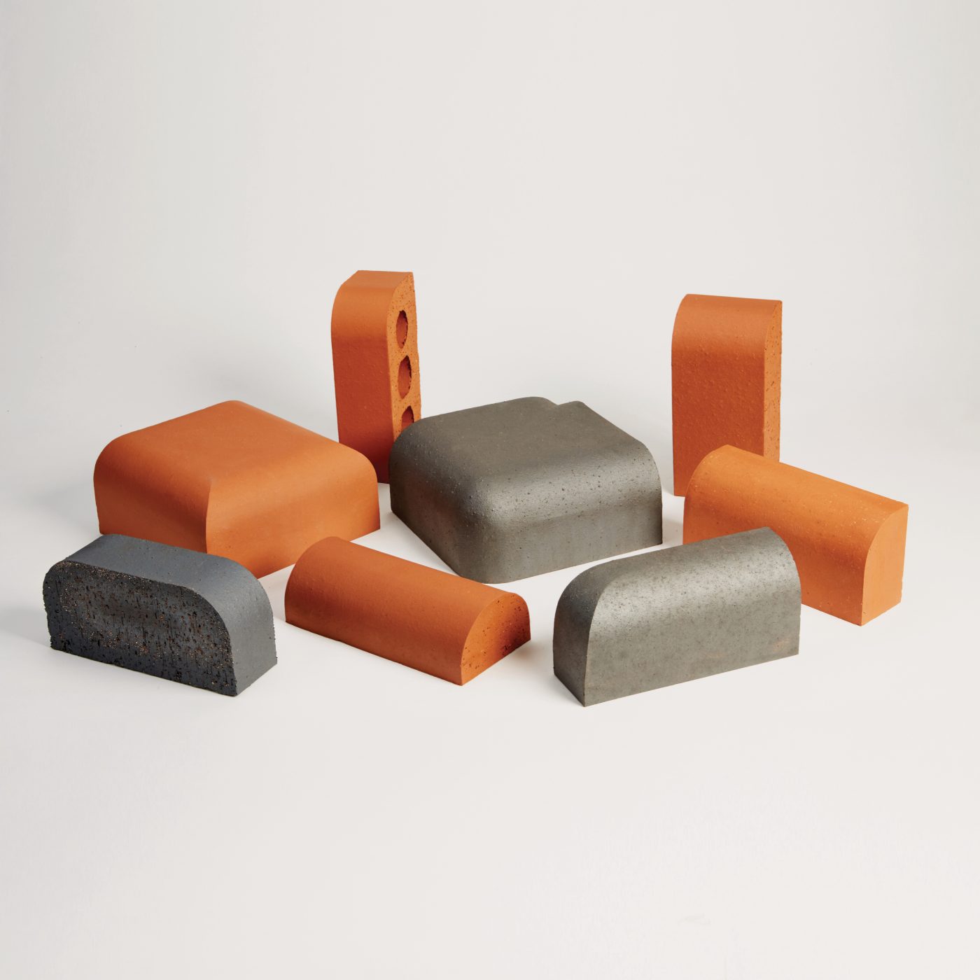 Selection of red and blue bullnose special bricks