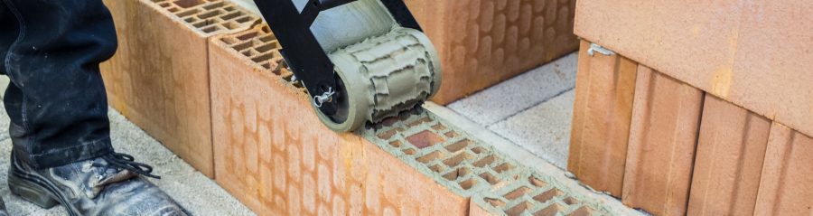 ZeroPlus mortar being applied to Porotherm block.