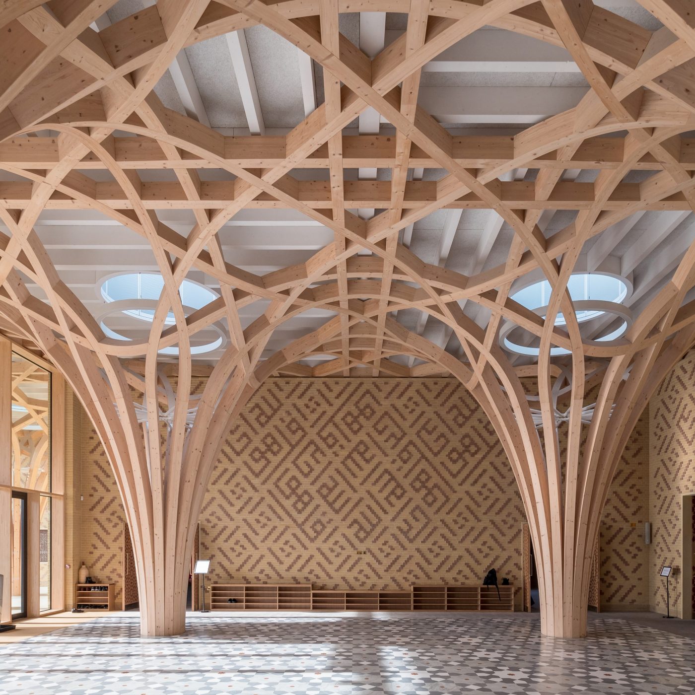 Interior atrium of modern mosque