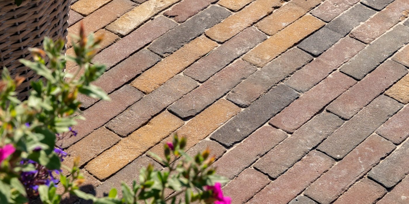 Clay paving with flowers
