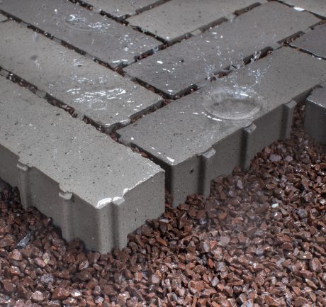 Cross-section of permeable clay pavers