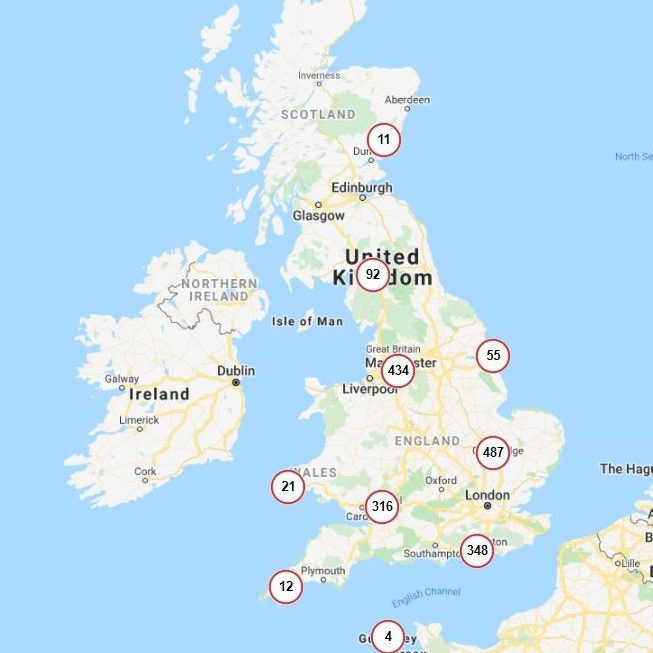 Map of stockists in the UK