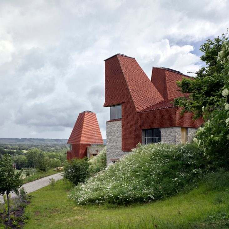 Caring Wood modern design house with tile cladding