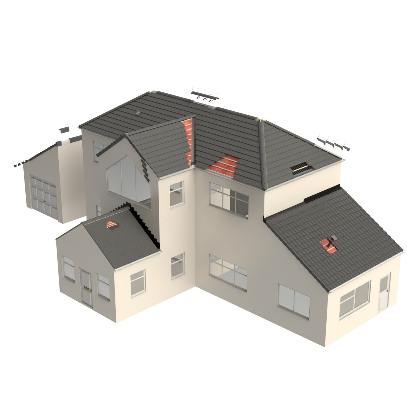 A illustrative drawing of the different roof accessory components that are used on roofs.