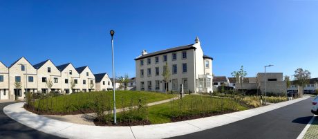 Image of Barclay Court in Dublin with blue sky