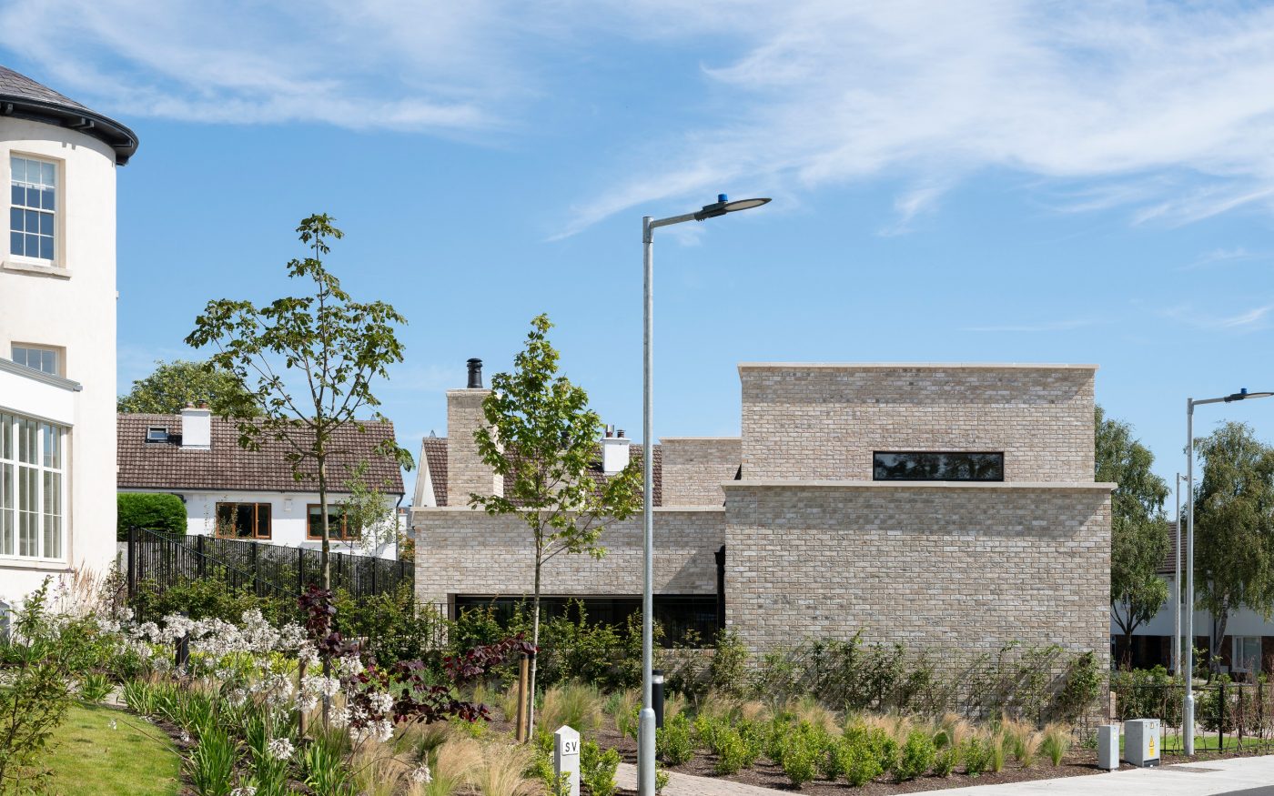 Side view of the external wall of new build in Dublin