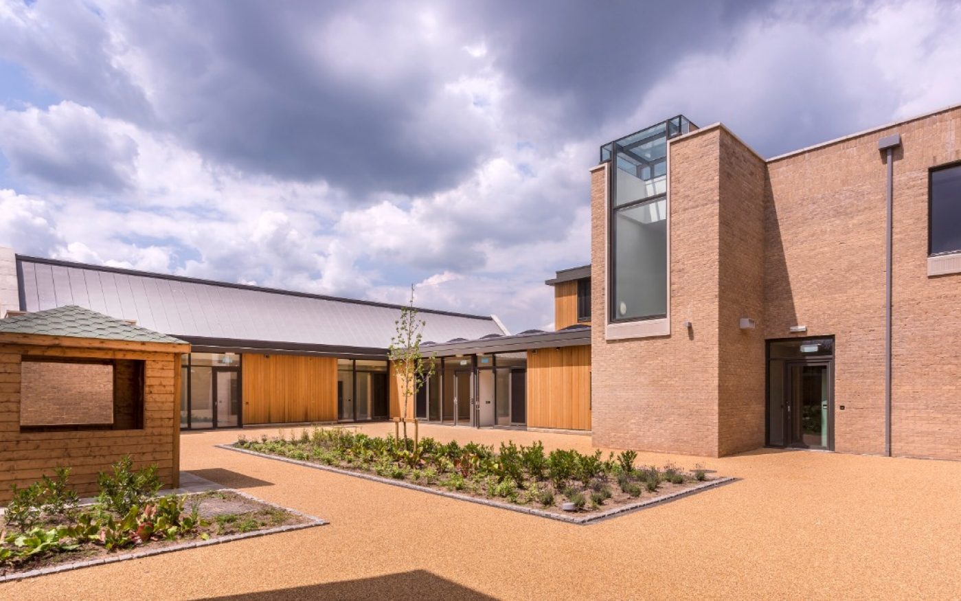 Courtyard of modern Bedwas Mental Health Facility