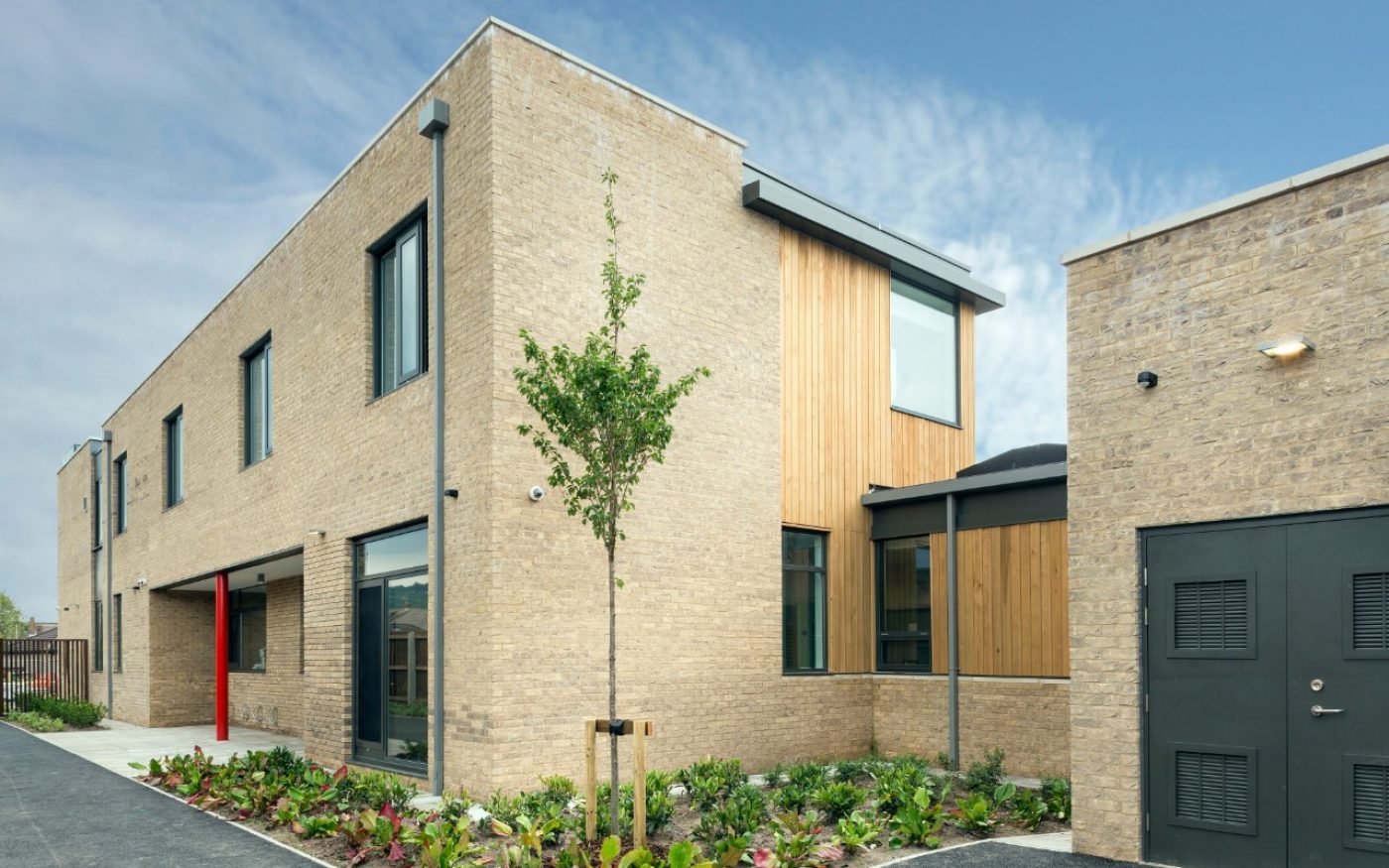 Front of modern brick mental health facility