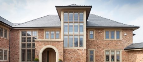 Impressive front entrance of a modern detached house