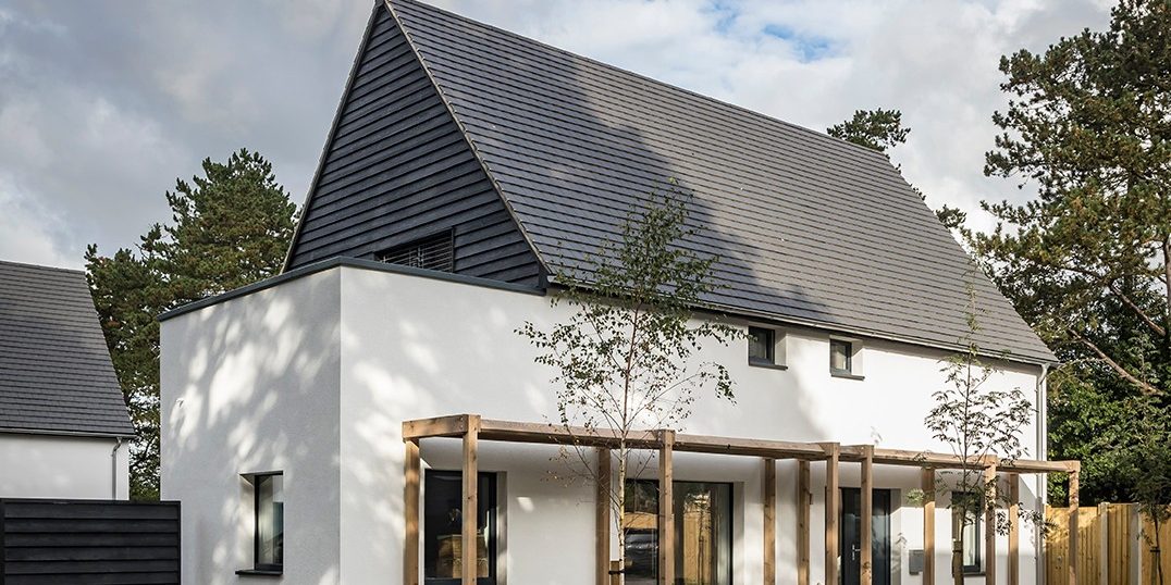 Exterior of modern house made with Porotherm clay block walling