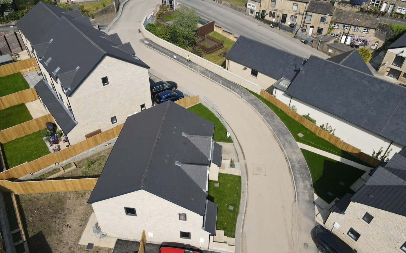Aerial view of the entrance into the new estate