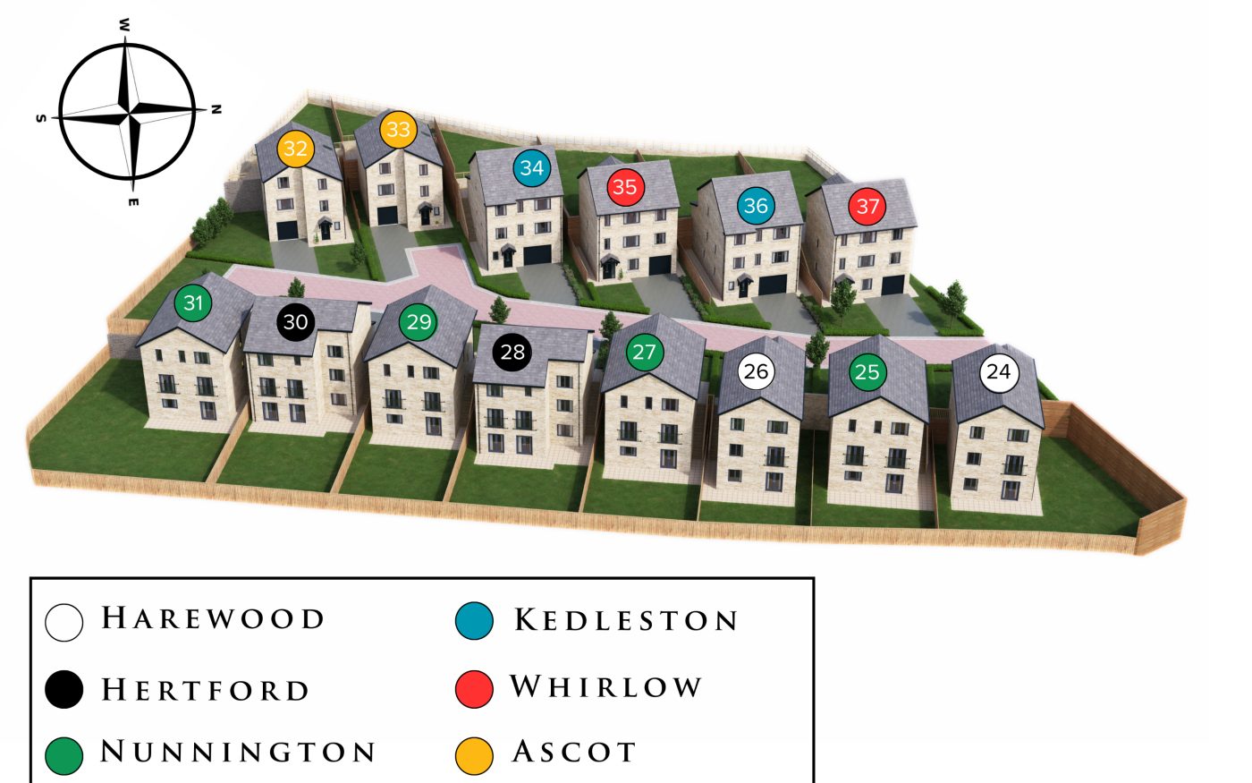 Digital diagram of the type of houses in the new development