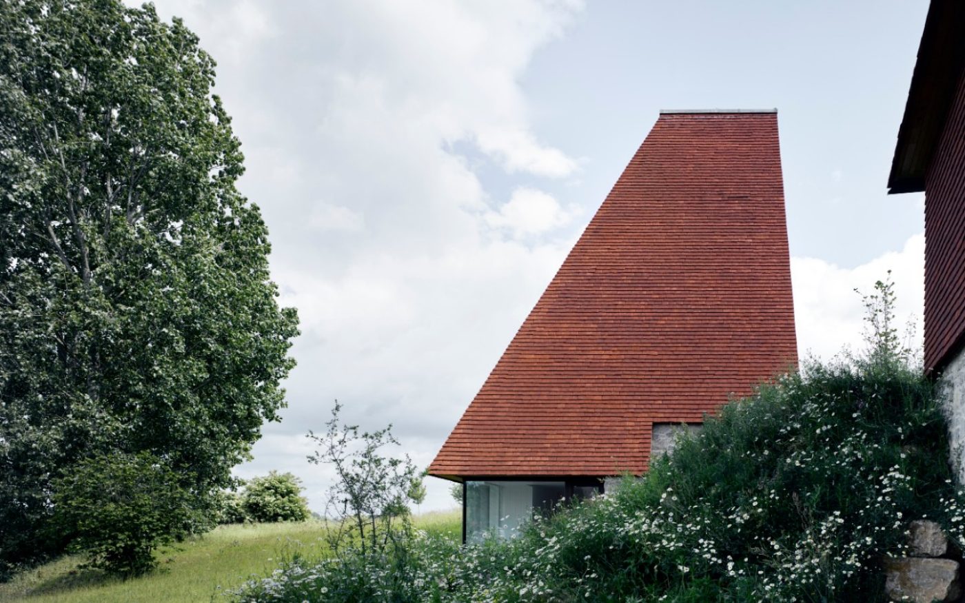 Distinctive red tall tiled roof