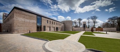Courtyard of new modern monastery in Liverpool