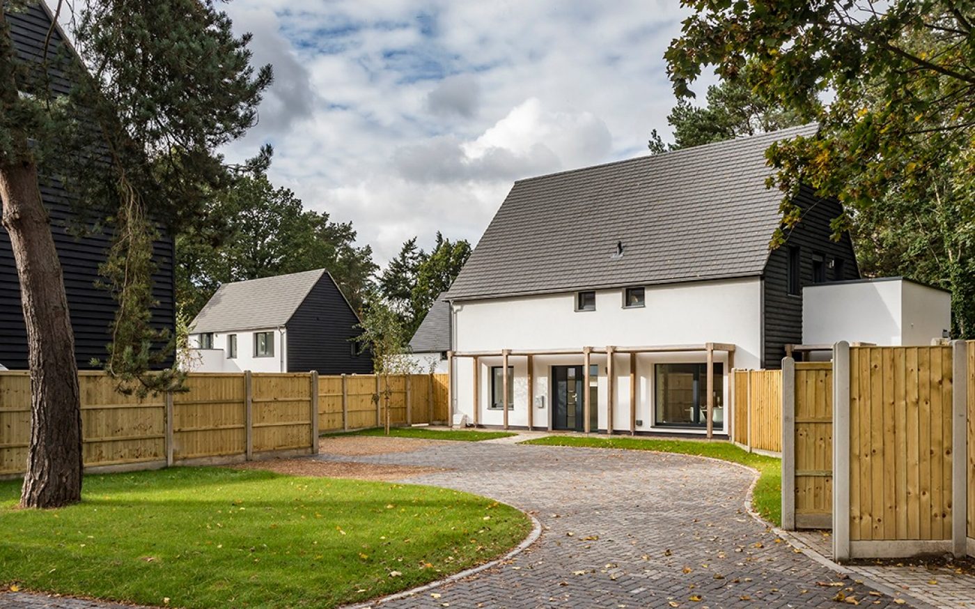 Driveway leading to modern house