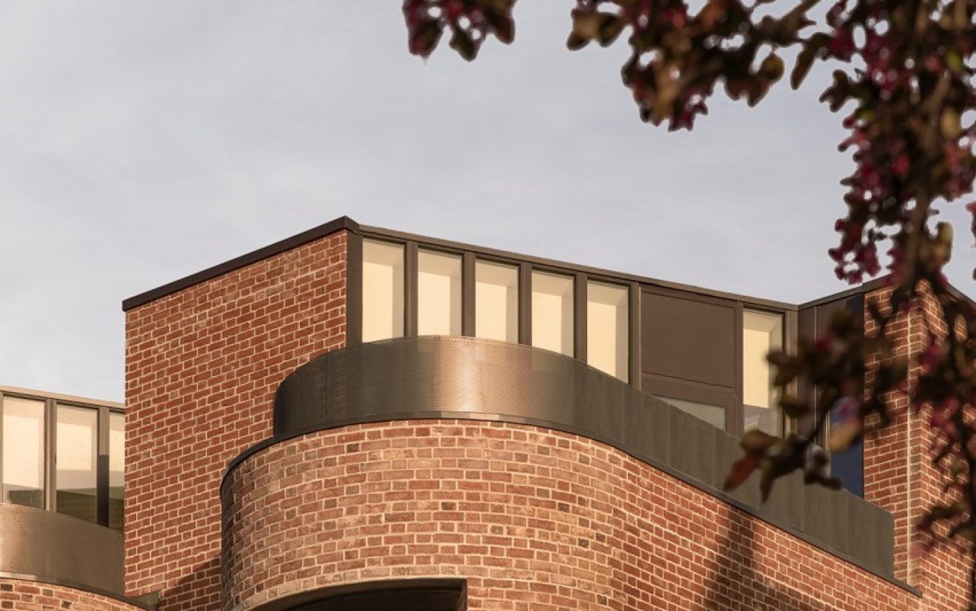 Close up of the top of the new townhouses and the bricks