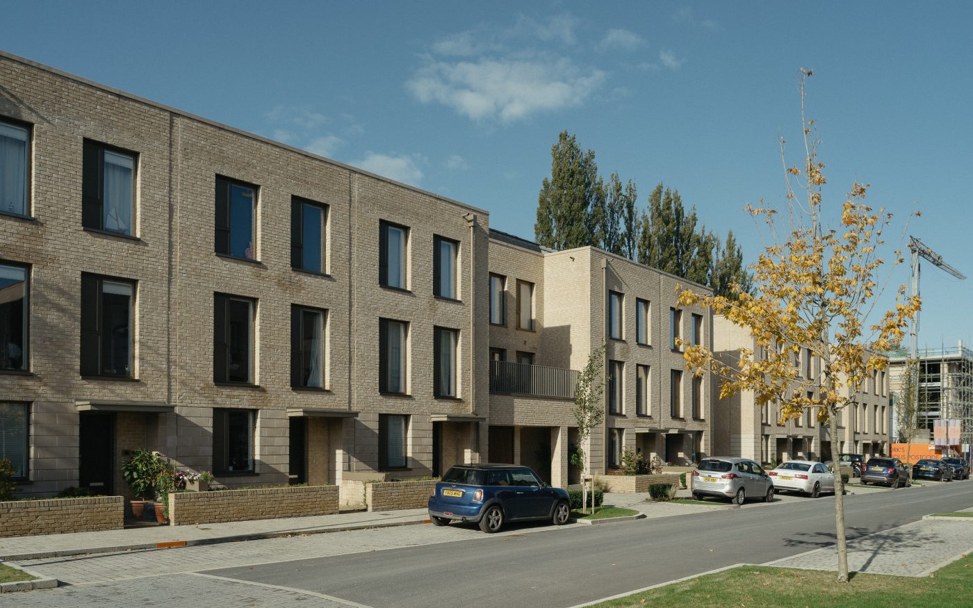 Row of modern terraced houses in York