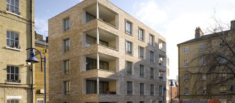 Buff brick modern multi storey residential building