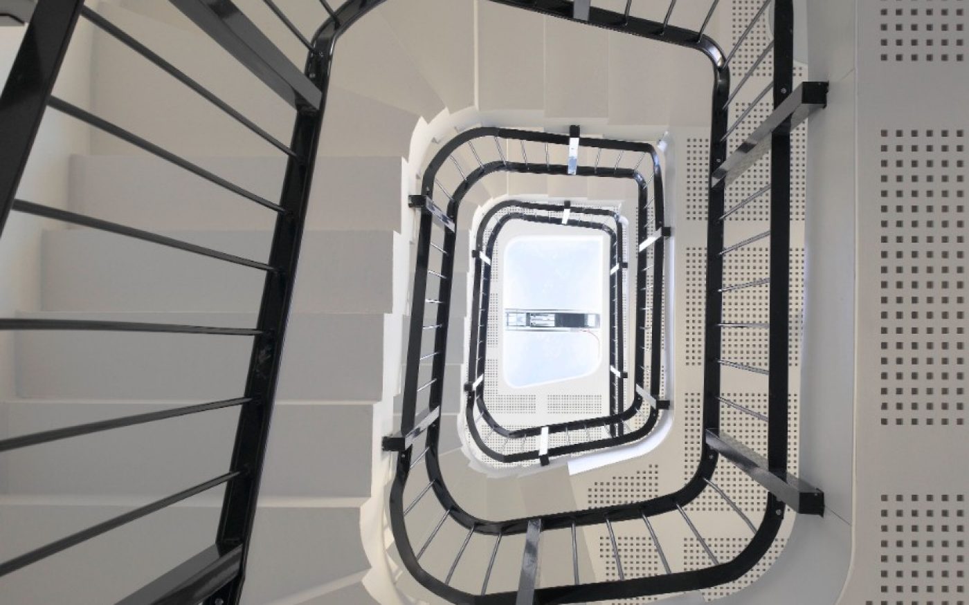 Spiral black rail staircase