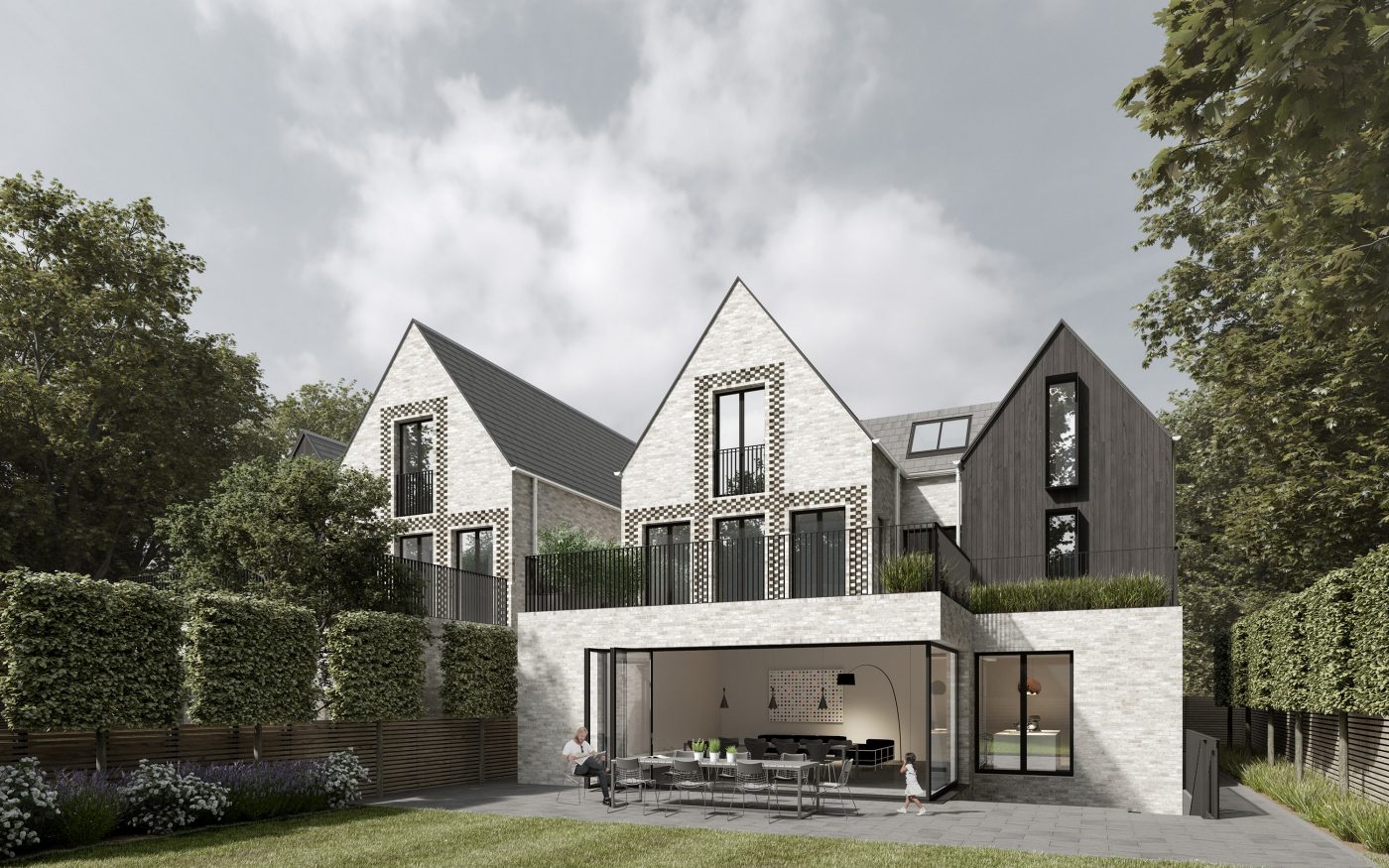 Back view of the modern Manchester zero-carbon home
