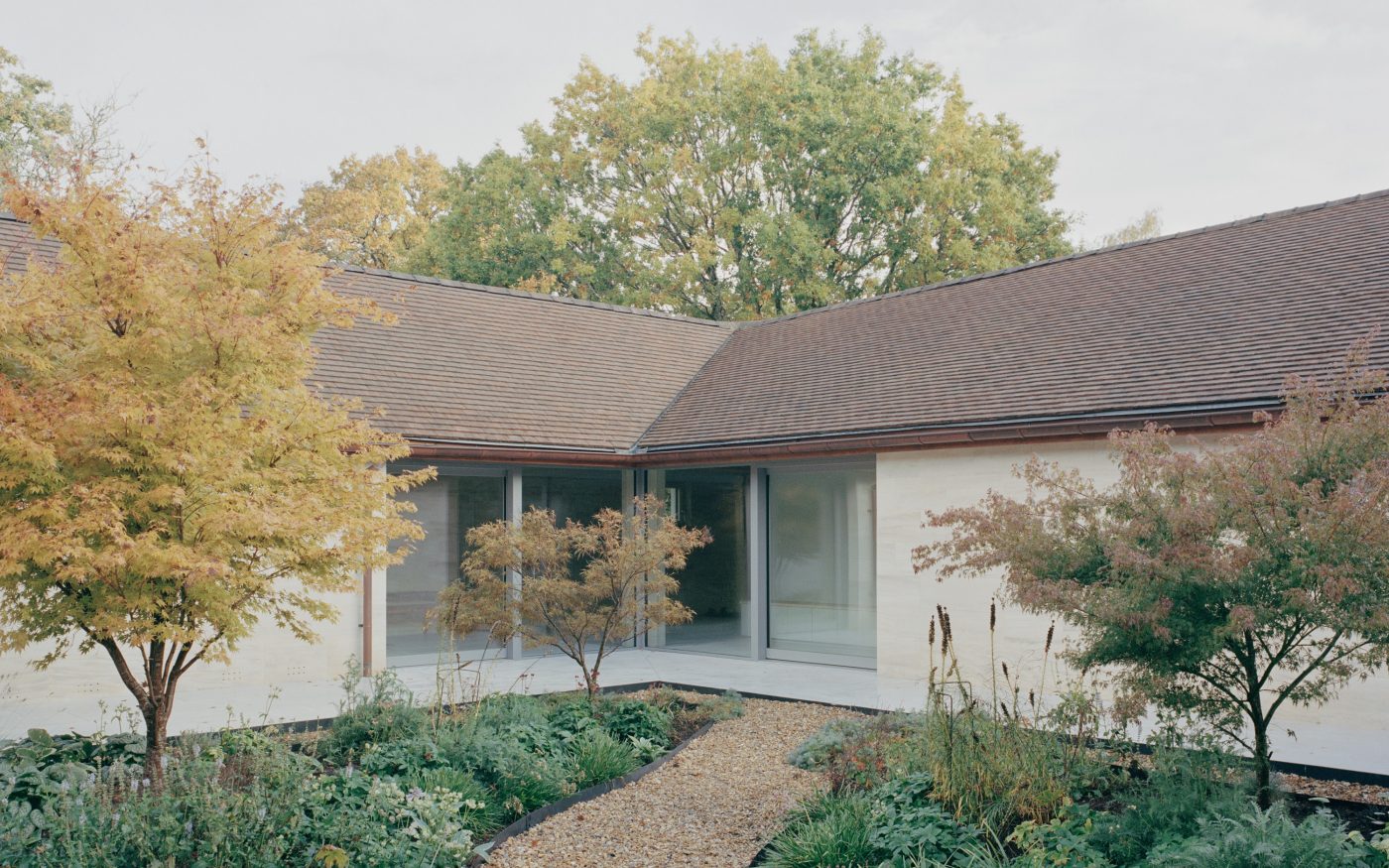 Landscaped courtyard area at the retirement home