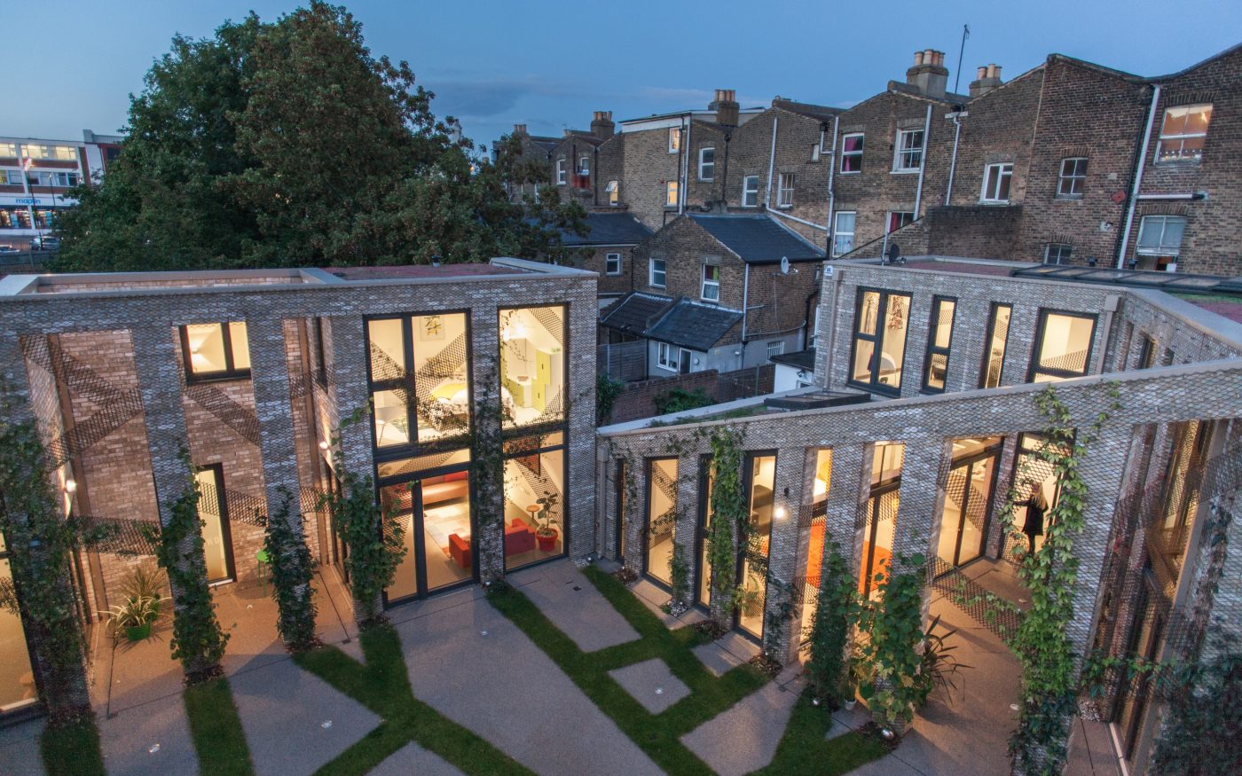 Bird eye view of the atypical designed home