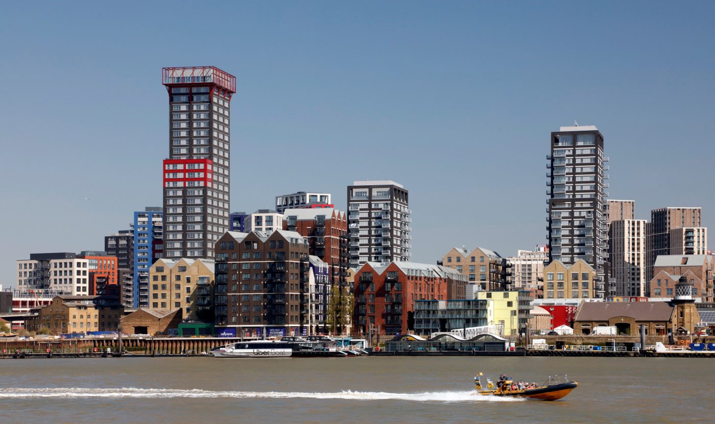 Distant shot of Goodluck Hope showing riverside housing development