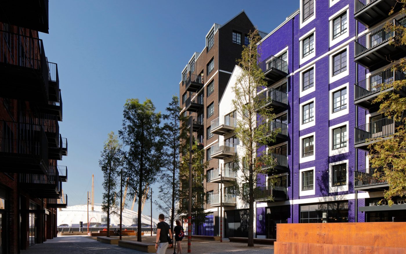 Image showing several high-rise buildings with trees in front