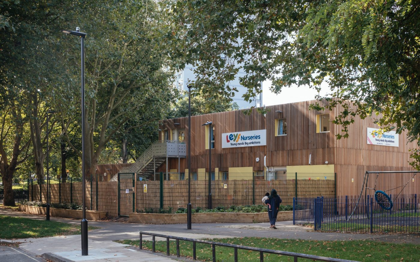 A nursery and communal space provided on the lower floors