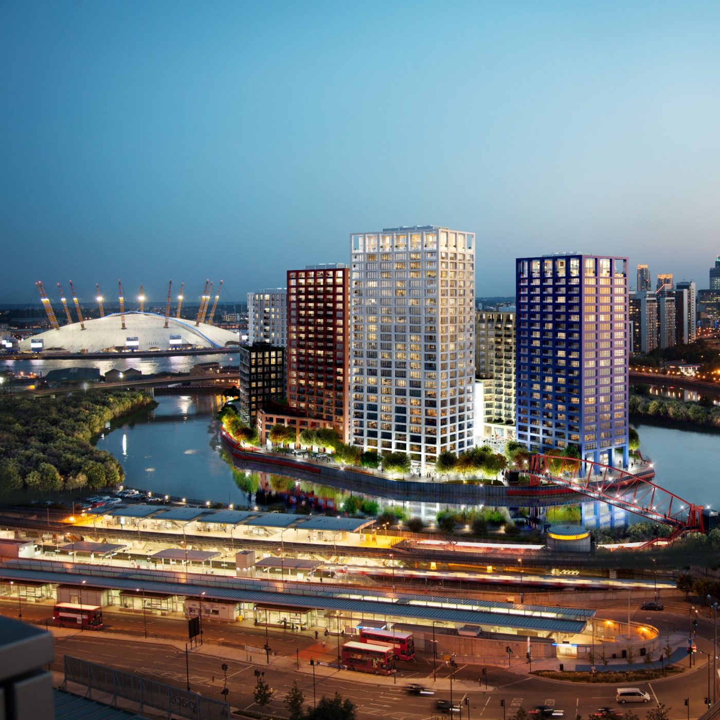 Modern apartment buildings on London City Island