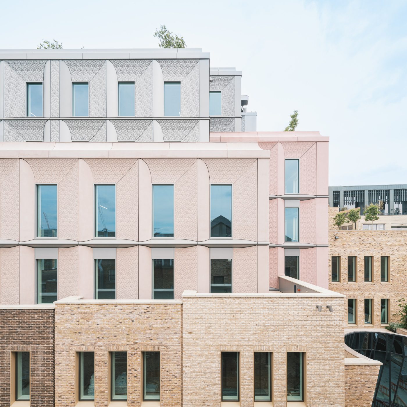 Modern building with pastel colours