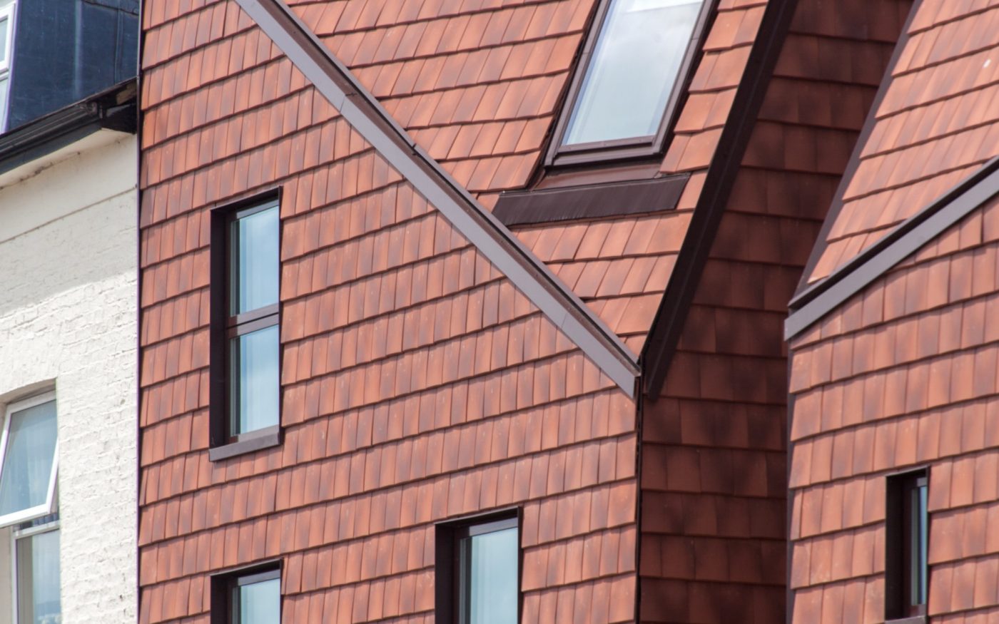 Detail of modern tile clad house