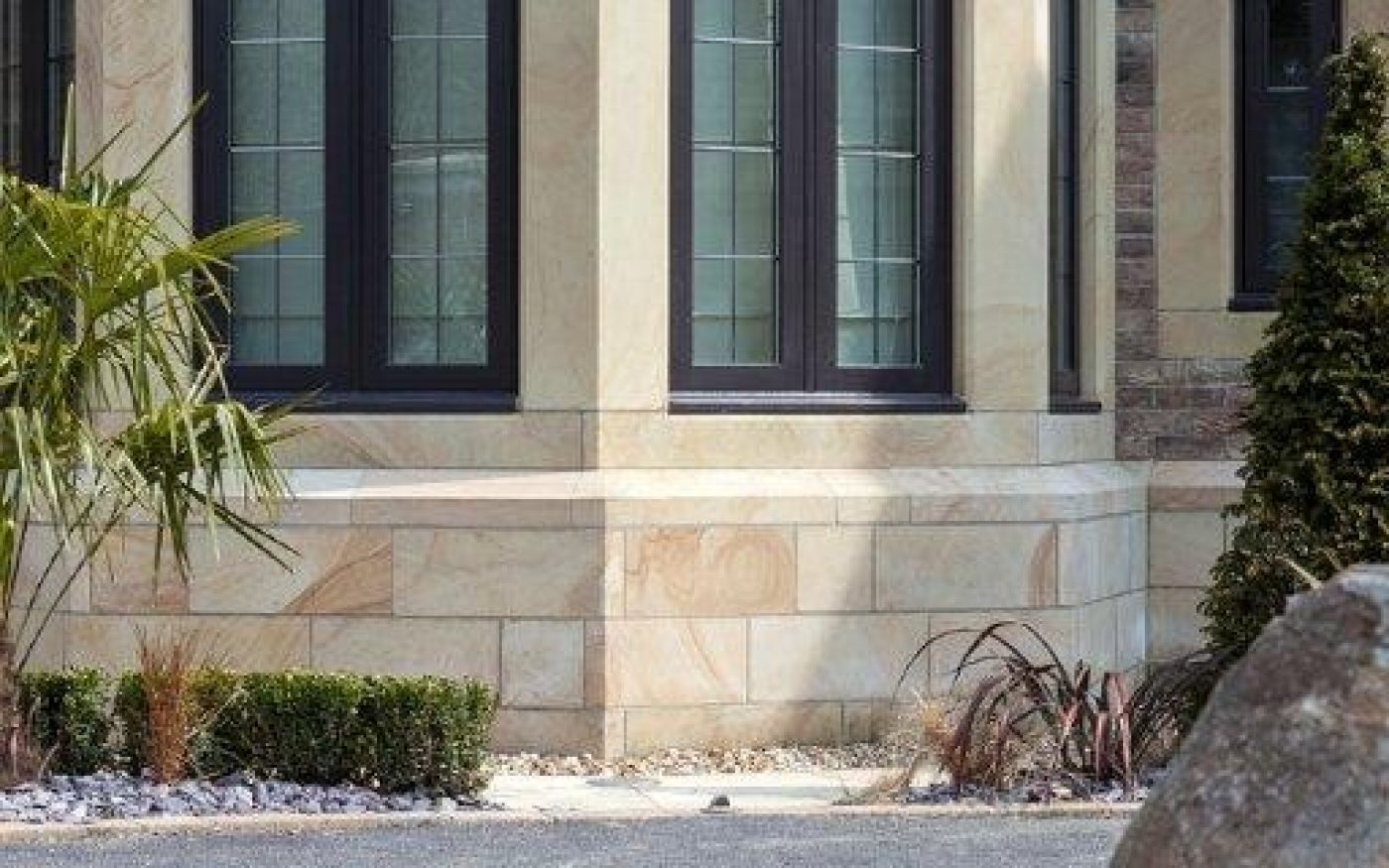 Bay window in modern brick house