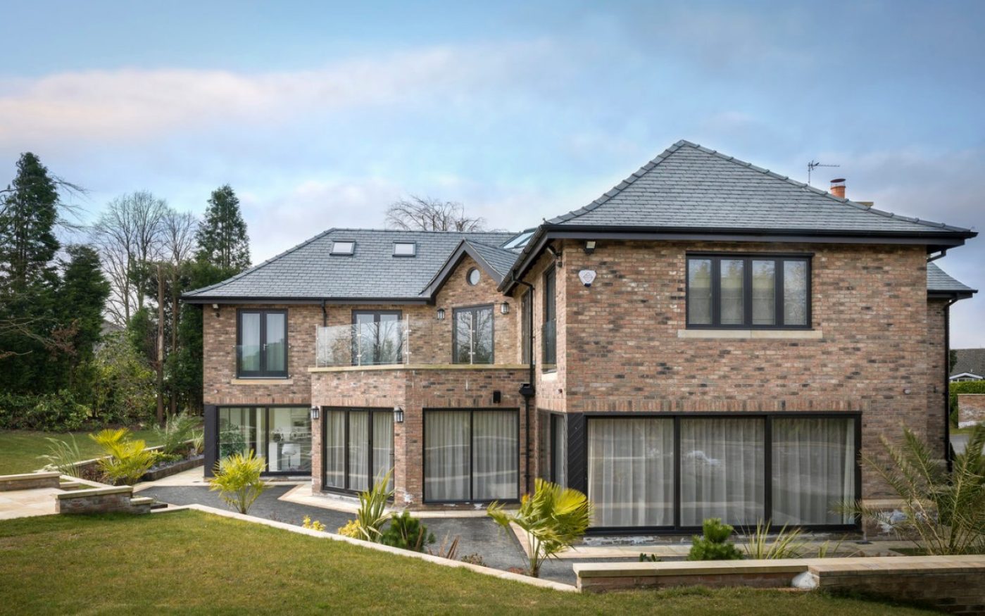 Back exterior view of the large beautiful house