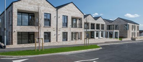 Exterior of new 2 storey family homes with parking at the front