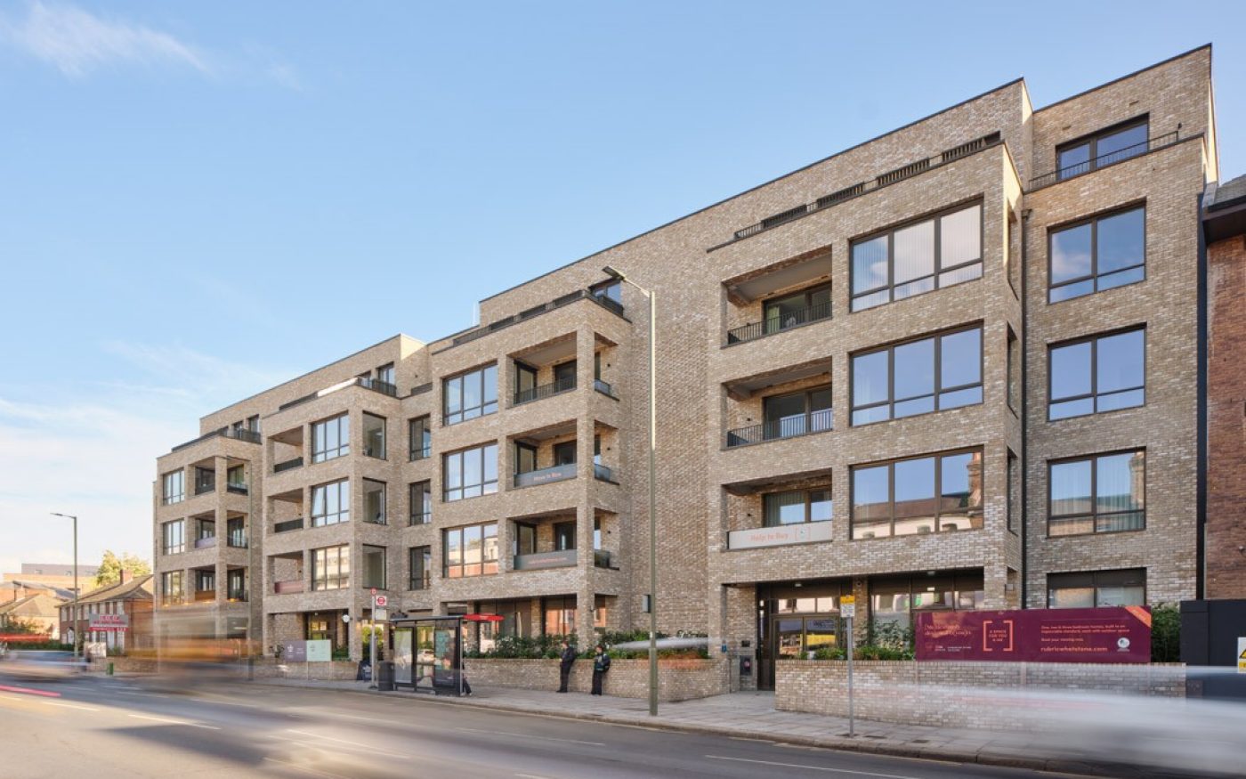 Projecting bays and balconies on the new modern building