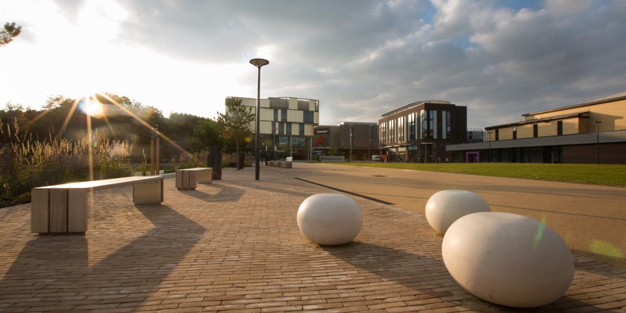 Outside paved landscape area at Southwater One