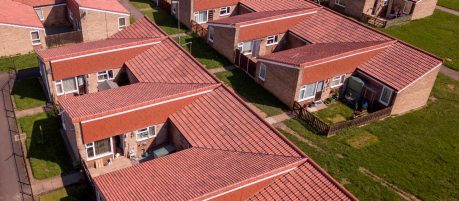 aerial image of the social housing project in West Yorkshire