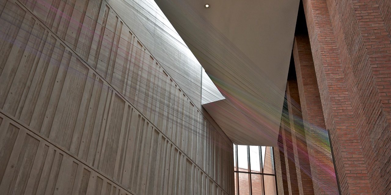 Interior of modern brick building