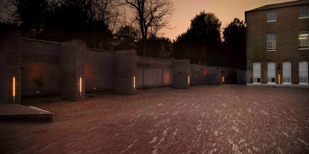 Large open paved area at dusk