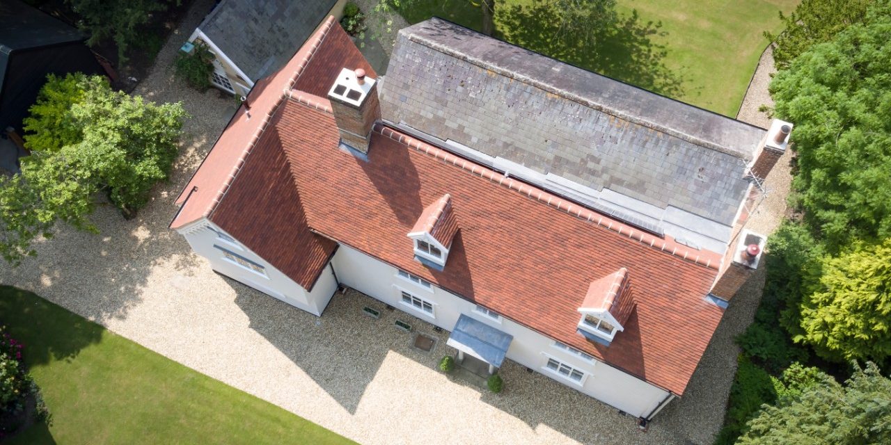 Aerial view of old vicarage building