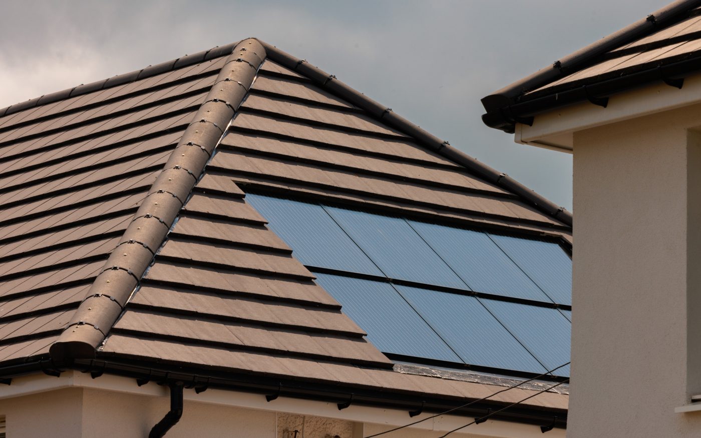 Newly fitted solar panels in roof