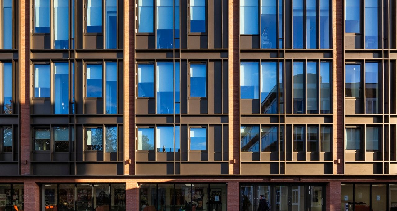 Windows of modern university building
