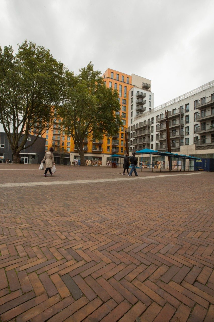Herringbone clay pavers at Rathbone Market
