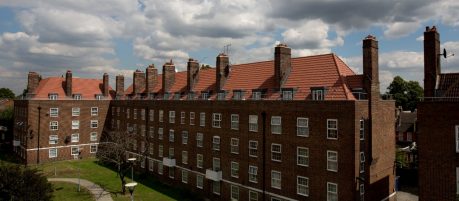 Newly re-roofed terraced houses in the North London area