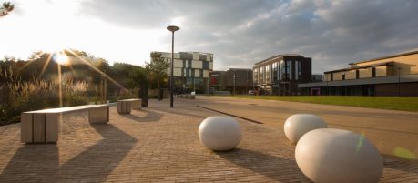 Benches and modern sculptures at Southwater One retail park