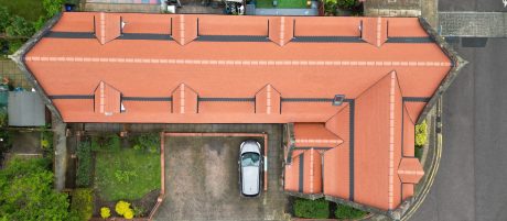 Newly renovated roof of old school that is now converted into 5 homes