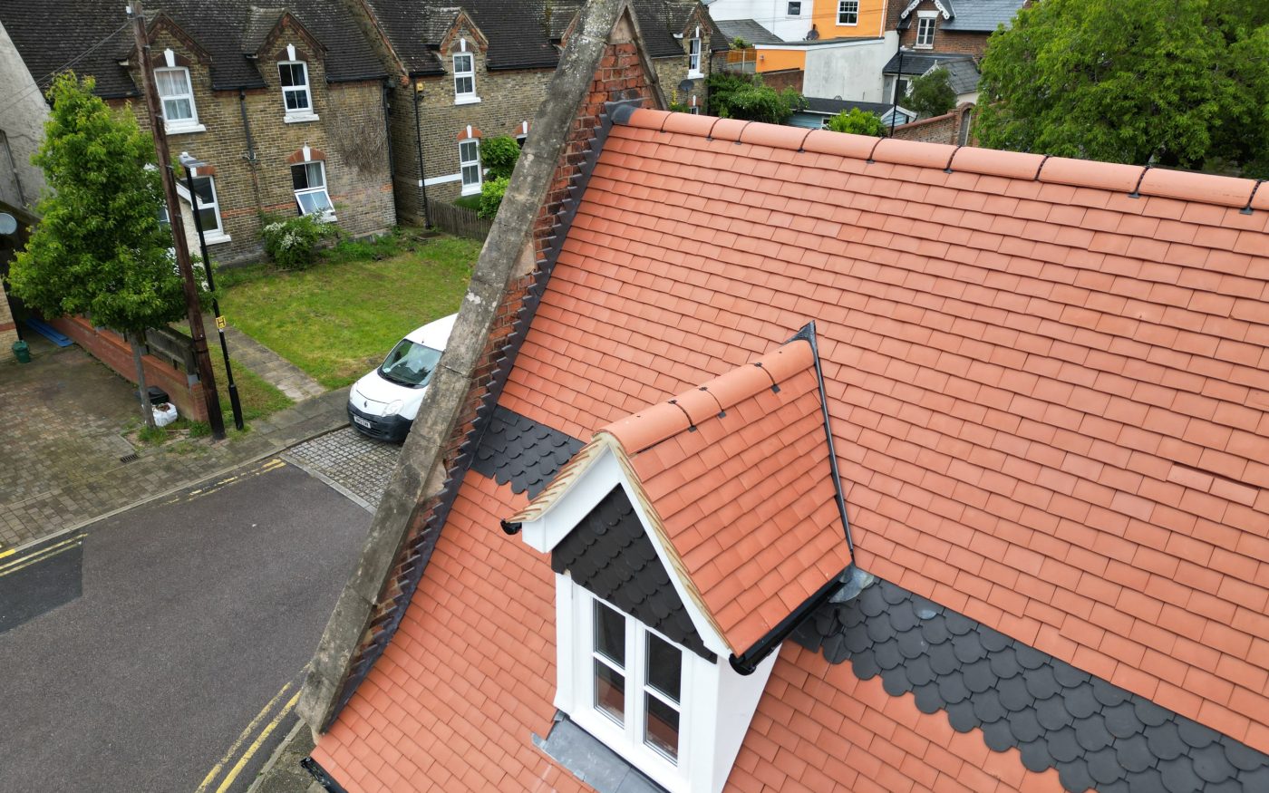 Close up of wienerberger's natural red humber clay tiles on roof